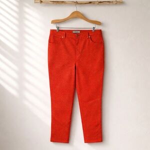 Charter Club Jean Shop Size 16 Polka Dot Cotton Spandex Orange and White Jeans